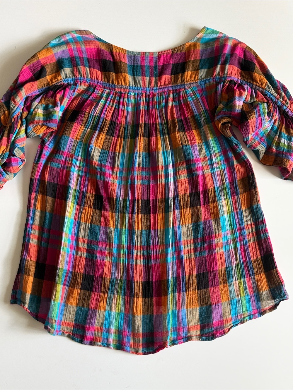 Anthropologie (Maeve) Lightweight Multicolor Plaid Button-Down Shirt Sz S EUC - Picture 4 of 4